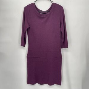 Toad&Co Medium Sheath Dress Womens‎ Plum Purple 3/4 Sleeve Hidden Pocket Tencel
